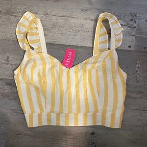 A’gaci Yellow Striped Crop Top